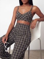 ⁦חליפת טופ משבצות⁩ – תמונה ⁦3⁩