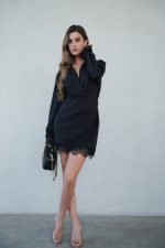 ⁦שמלת צווארון שילוב תחרה⁩ – תמונה ⁦3⁩