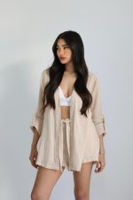 ⁦חליפת שורט פשתן⁩ – תמונה ⁦7⁩