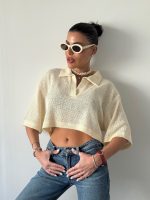 ⁦חולצת קרופ רשת⁩ – תמונה ⁦4⁩