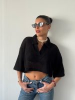 חולצת קרופ רשת