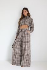 ⁦חליפת קרופ קיפול משבצות⁩ – תמונה ⁦2⁩