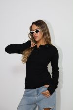 ⁦חולצת בייסיק צווארון כפתורים⁩ – תמונה ⁦2⁩