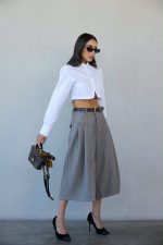 ⁦מכנס ברמודה קיפלונים חגורה⁩ – תמונה ⁦2⁩